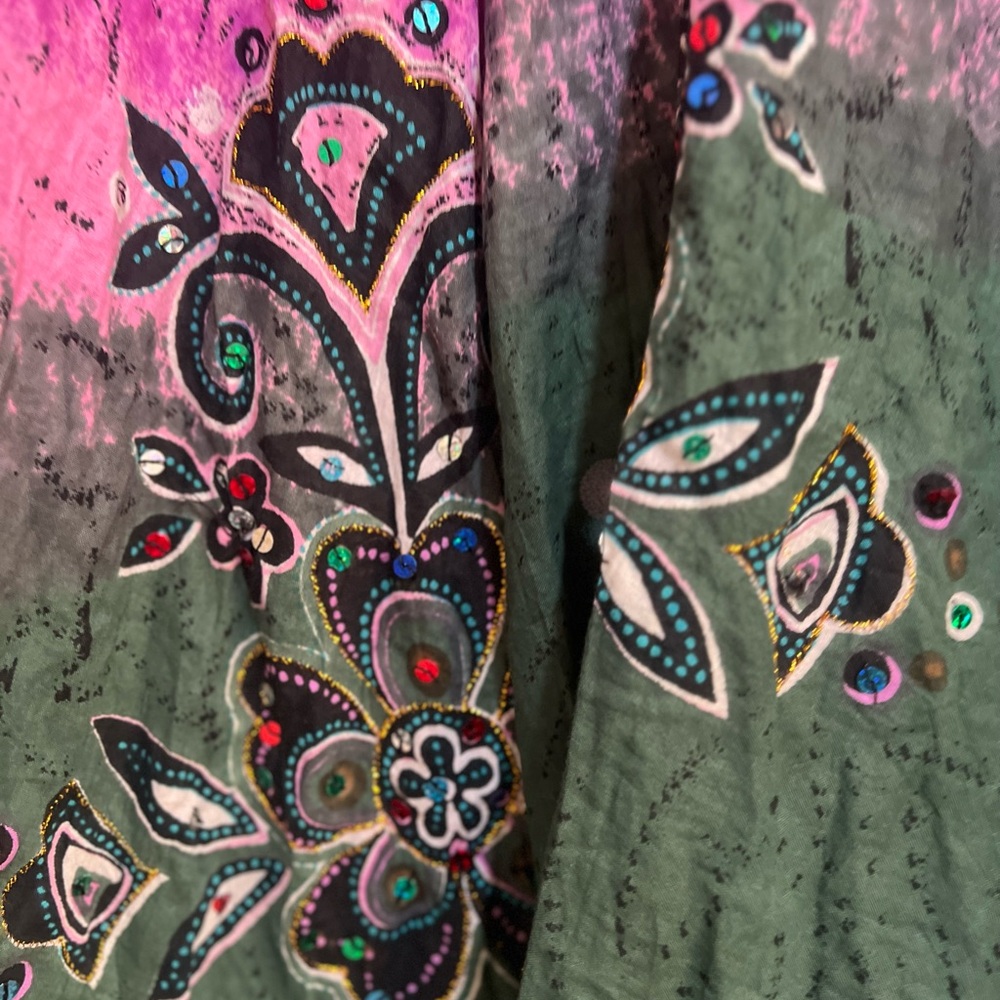 Tie dye sequins stretch waist long skirt boho hippie lightweight sz M summer - Picture 8 of 13